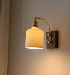 Aveline | Vintage Ceramic LED Wall Light With Black Walnut Wood Fixture | Knesse