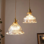 Montfleur French Vintage Fluted Glass Flower Pendant Light With LED Bulb Included | Knesse