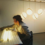 Nyara Moon-Curve Pendant Light With Acrylic And Brass | Snurv