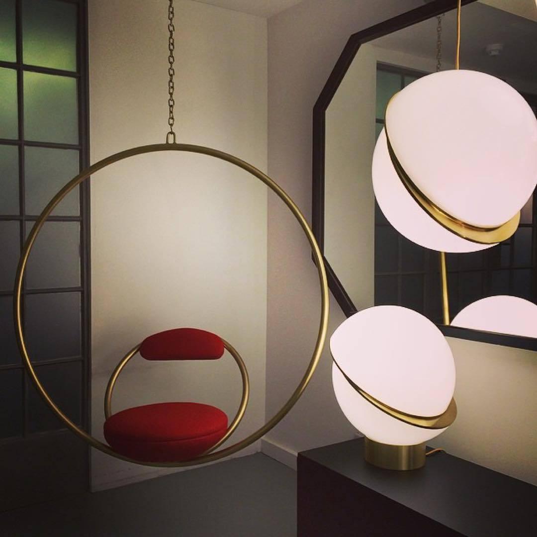 Nyara Moon-Curve Pendant Light With Acrylic And Brass | Snurv