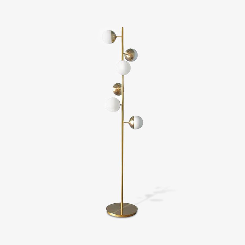 Elara LED Boom Lamp With Glass Orbs On Golden Pole | Snurv