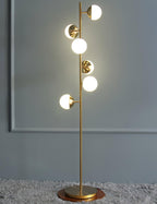 Elara LED Boom Lamp With Glass Orbs On Golden Pole | Snurv