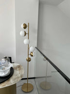 Elara LED Boom Lamp With Glass Orbs On Golden Pole | Snurv