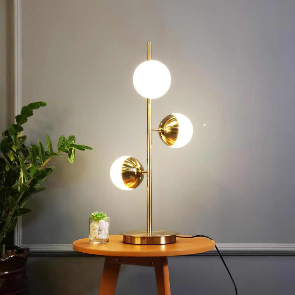 Elara LED Boom Lamp With Glass Orbs On Golden Pole | Snurv