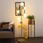 Elara LED Boom Lamp With Glass Orbs On Golden Pole | Snurv