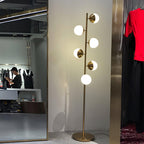 Elara LED Boom Lamp With Glass Orbs On Golden Pole | Snurv