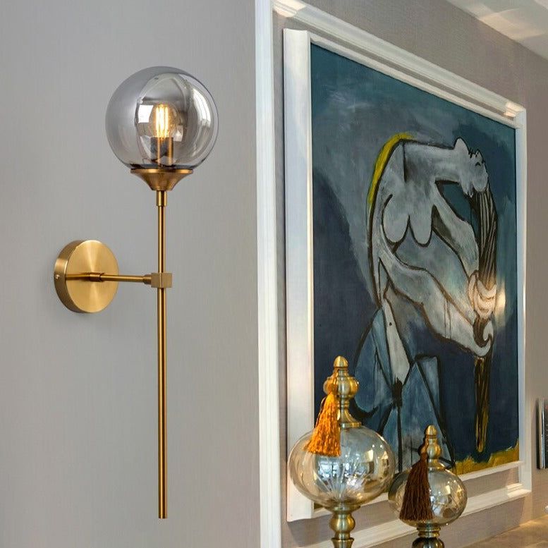 Glass Torch Wall Light in Brass | Knesse