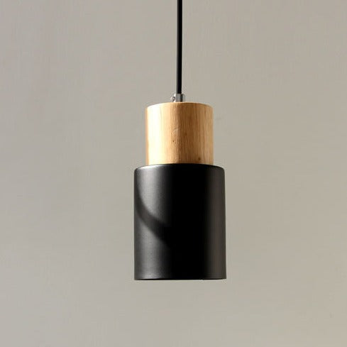 Marlen | Wood and Metal Cylindrical Pendant Light | Knesse