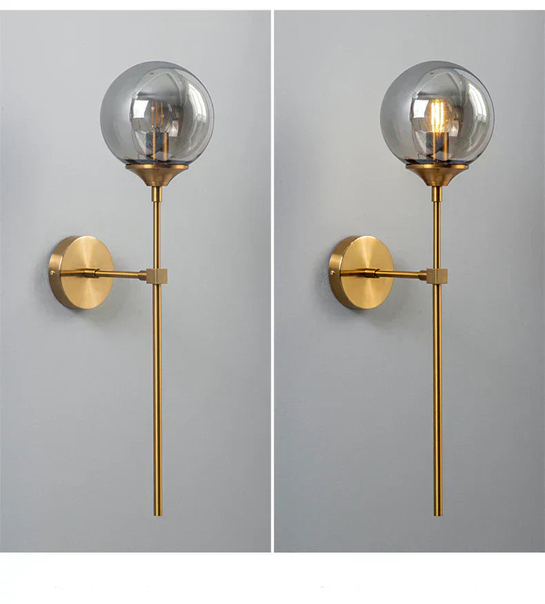 Glass Torch Wall Light in Brass | Knesse