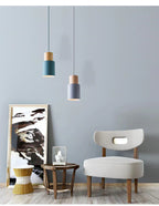 Marlen | Wood and Metal Cylindrical Pendant Light | Knesse