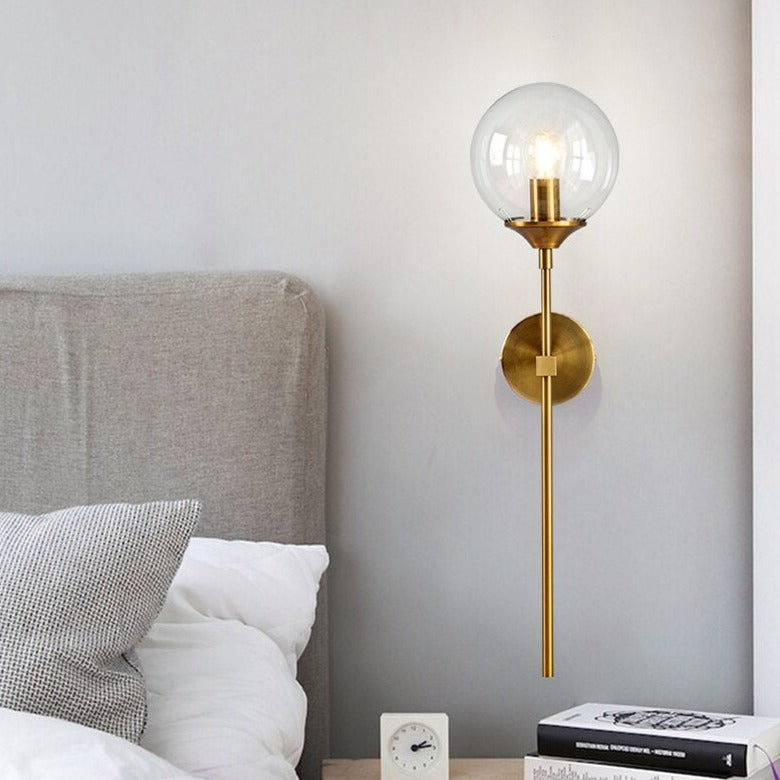 Glass Torch Wall Light in Brass | Knesse