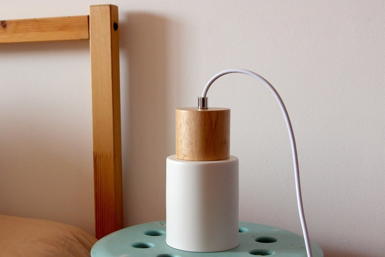 Marlen | Wood and Metal Cylindrical Pendant Light | Knesse