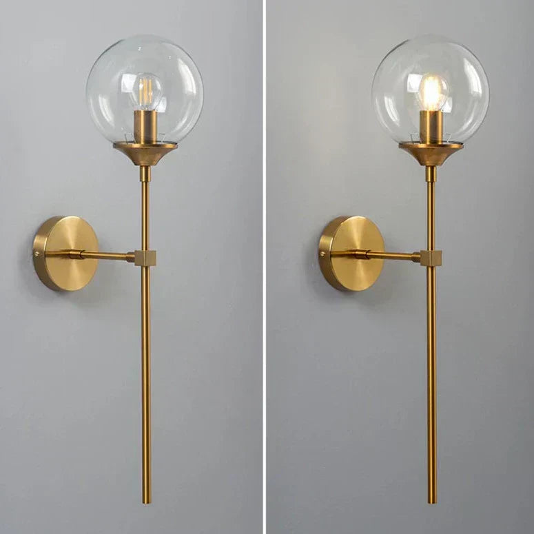 Glass Torch Wall Light in Brass | Knesse