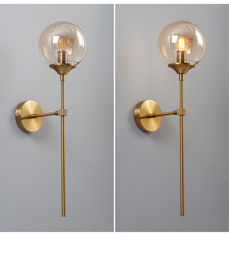 Glass Torch Wall Light in Brass | Knesse