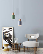 Marlen | Wood and Metal Cylindrical Pendant Light | Knesse