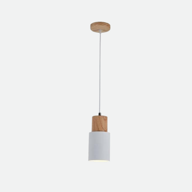 Marlen | Wood and Metal Cylindrical Pendant Light | Knesse