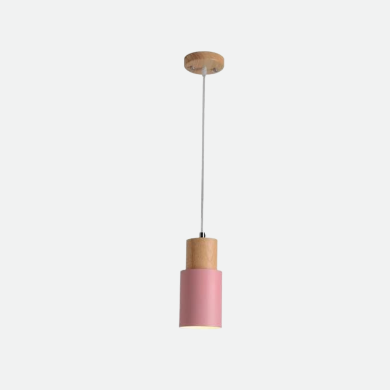 Marlen | Wood and Metal Cylindrical Pendant Light | Knesse