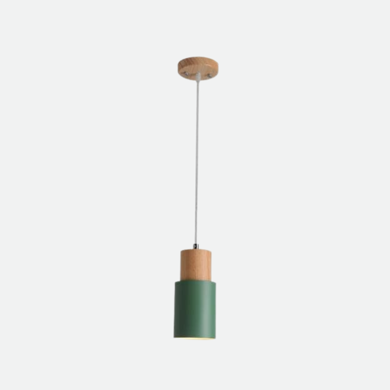 Marlen | Wood and Metal Cylindrical Pendant Light | Knesse