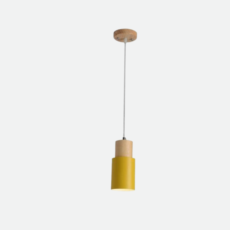 Marlen | Wood and Metal Cylindrical Pendant Light | Knesse