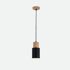 Marlen | Wood and Metal Cylindrical Pendant Light | Knesse