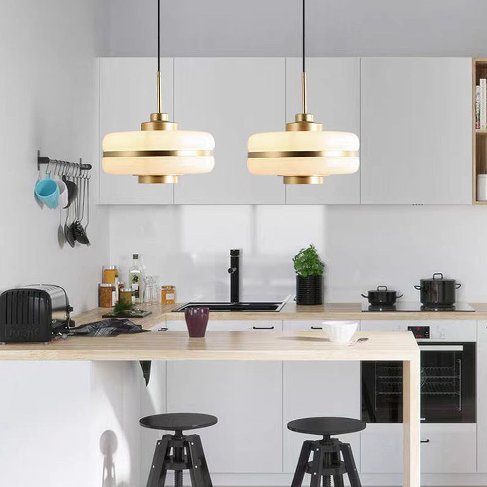 Nordic Glass And Metal Pendant Lamp By Nyra With Warm LED Glow | Snurv
