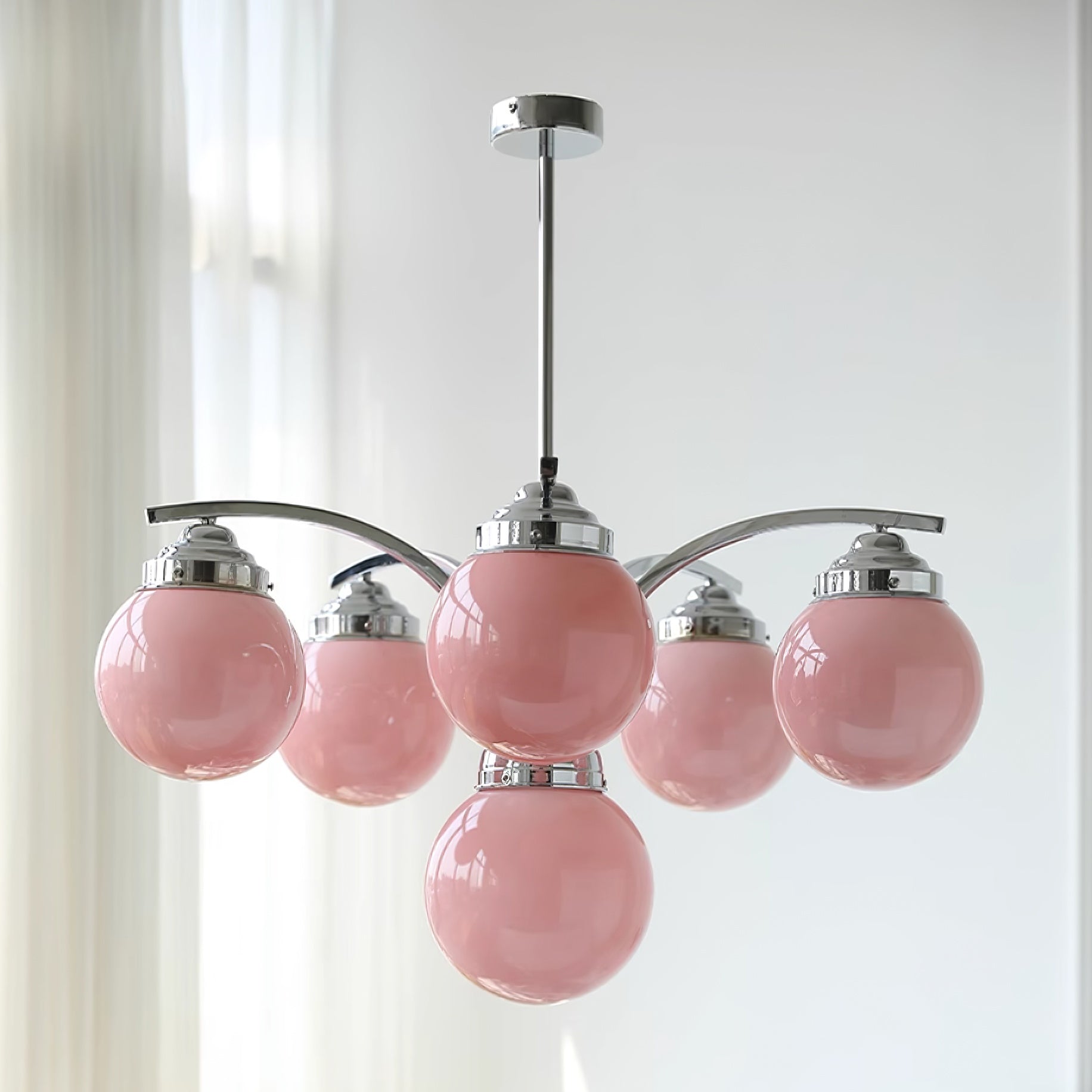Asteria Pink and White Round Chandelier for Elegant Ambience | Snurv
