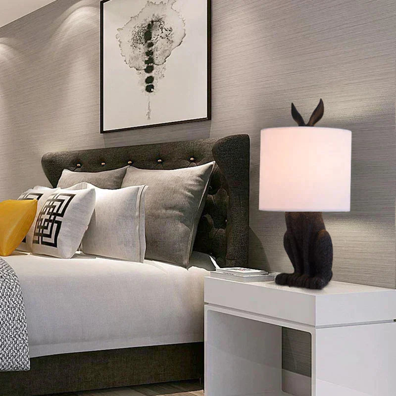 LunaWisp Rabbit Mask Lamp Whimsical Sculptural Light