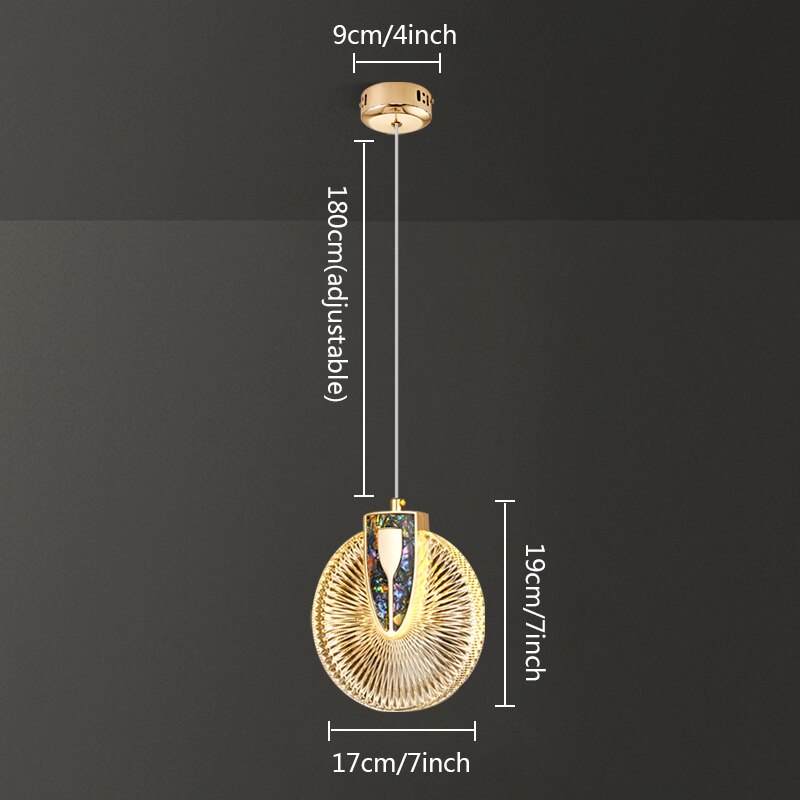 Solara Crystal Round Gold LED Pendant Light Ceiling Fixture | Snurv
