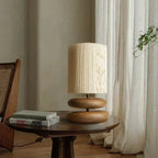 Nova Walnut Bedside Table Lamp With Soft Fabric Shade