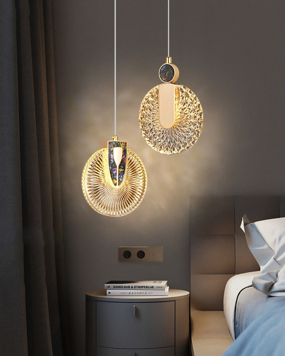 Solara Crystal Round Gold LED Pendant Light Ceiling Fixture | Snurv