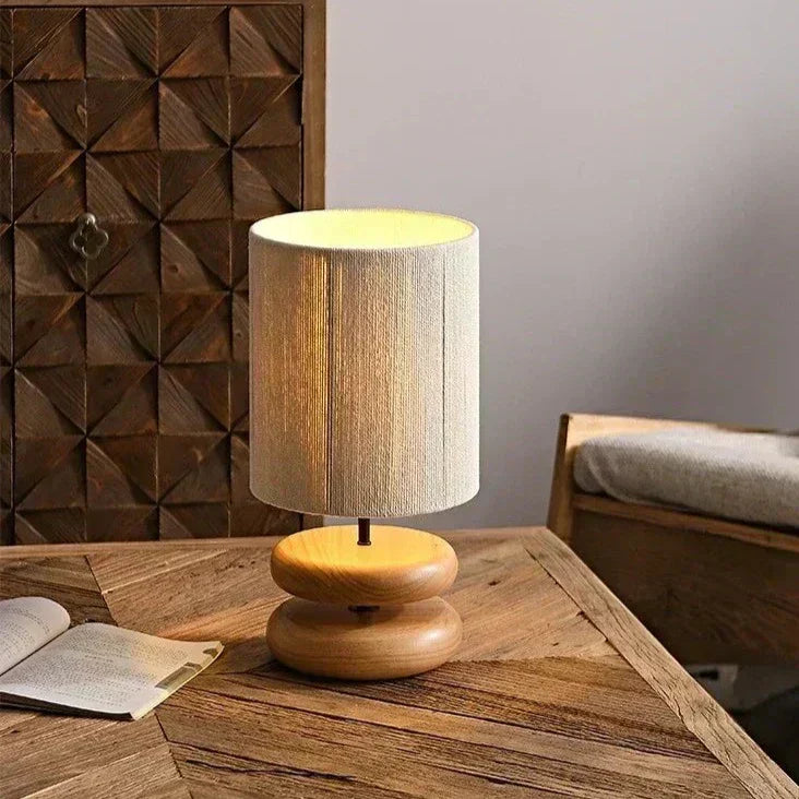 Nova Walnut Bedside Table Lamp With Soft Fabric Shade