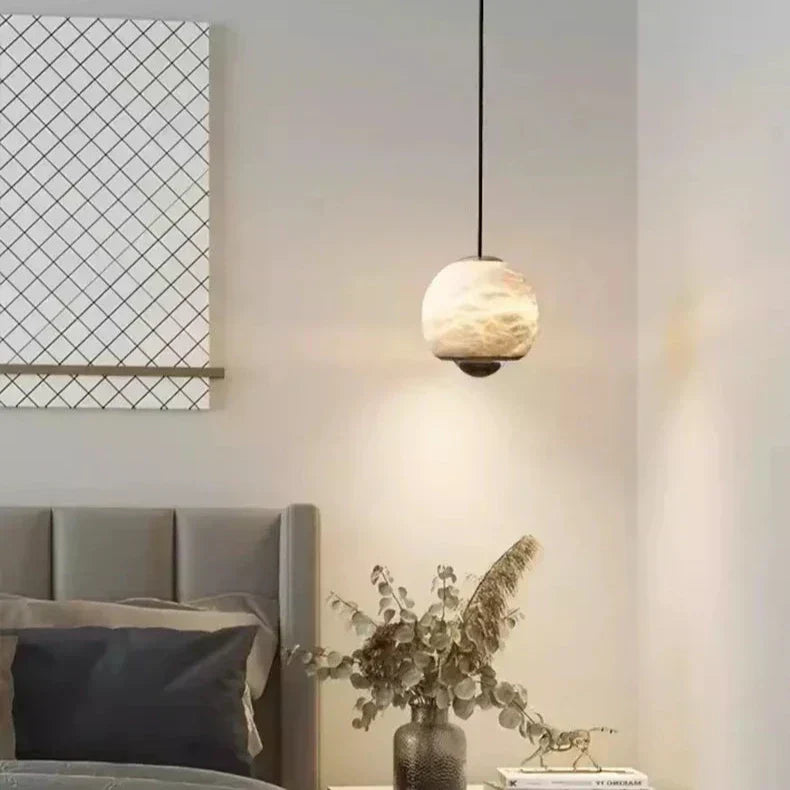 Solara Marble and Alabaster Luster Lamp in Scandinavian Style | Snurv