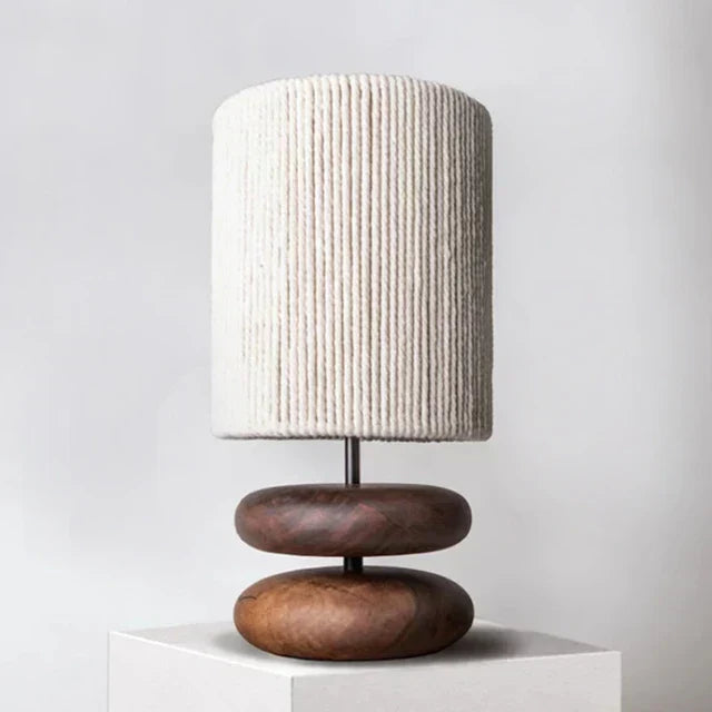 Nova Walnut Bedside Table Lamp With Soft Fabric Shade