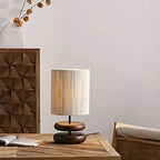 Nova Walnut Bedside Table Lamp With Soft Fabric Shade