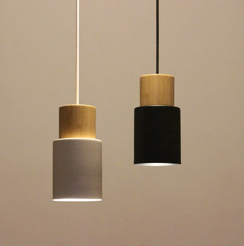 Marlen | Wood and Metal Cylindrical Pendant Light | Knesse