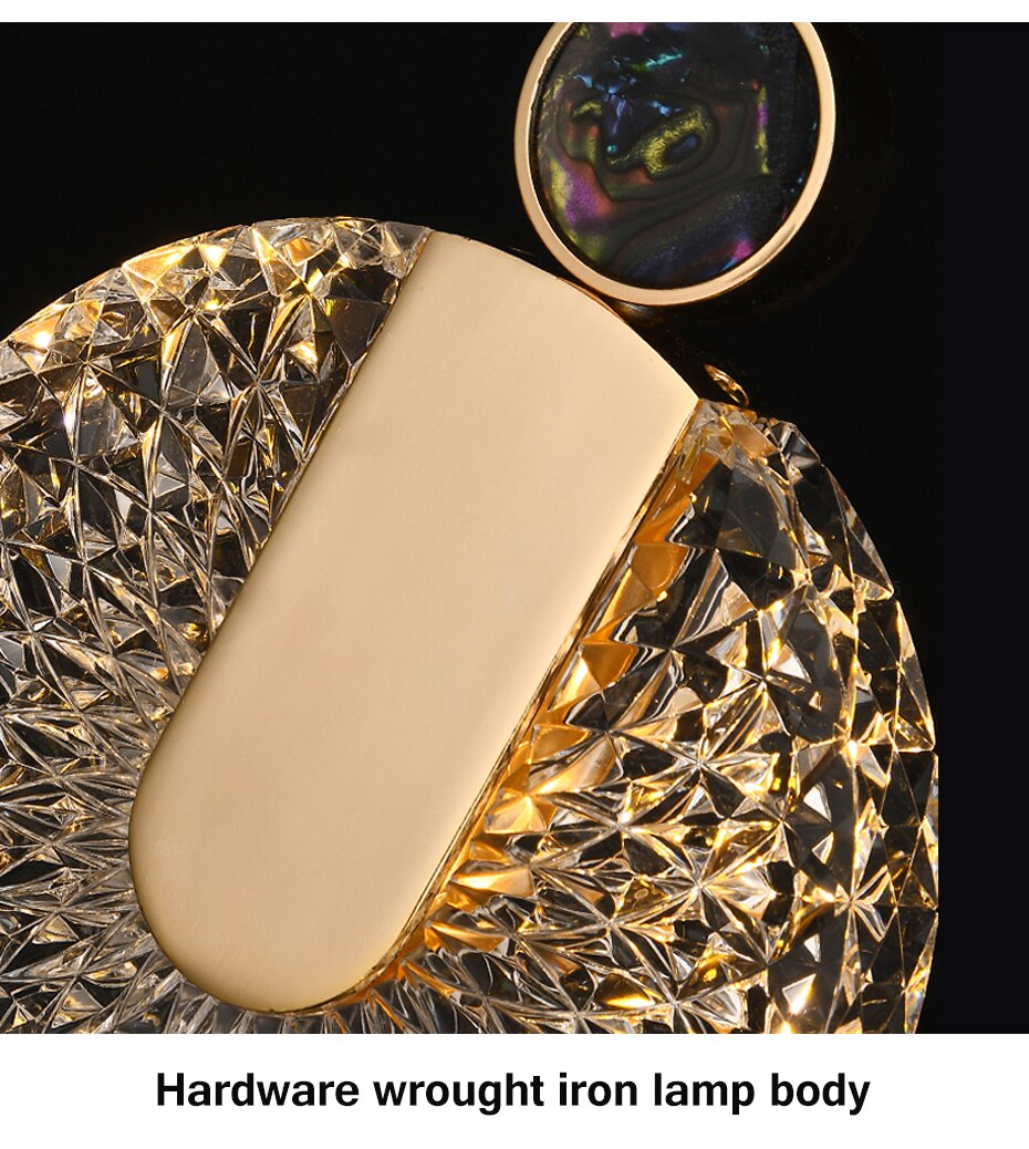 Solara Crystal Round Gold LED Pendant Light Ceiling Fixture | Snurv