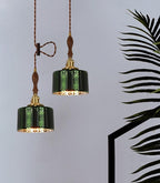 Liora | Glossy Green Glass Cylindrical Pendant Light in Art Deco Style, LED Bulb Included | Knesse