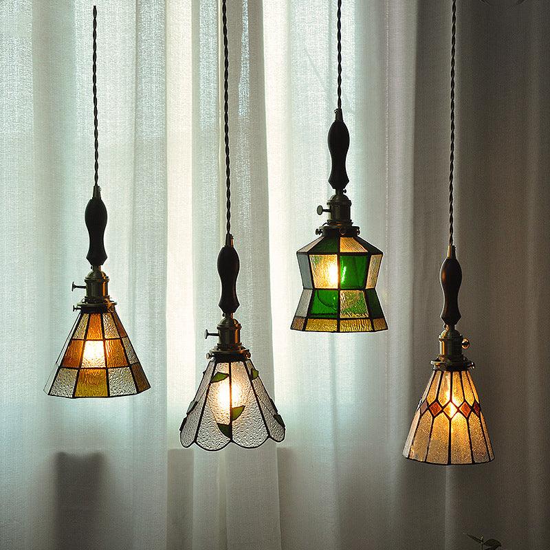 Mirella | Vintage Stained Glass LED Pendant Light, Bulb Included | Knesse