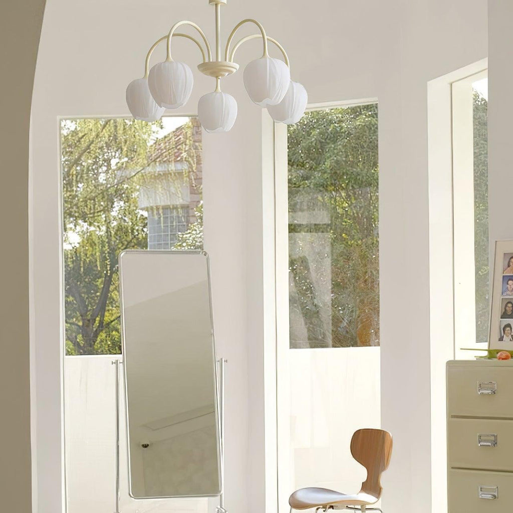 Aurelo Tulip-Inspired Matcha Chandelier In Calm Tones | Snurv