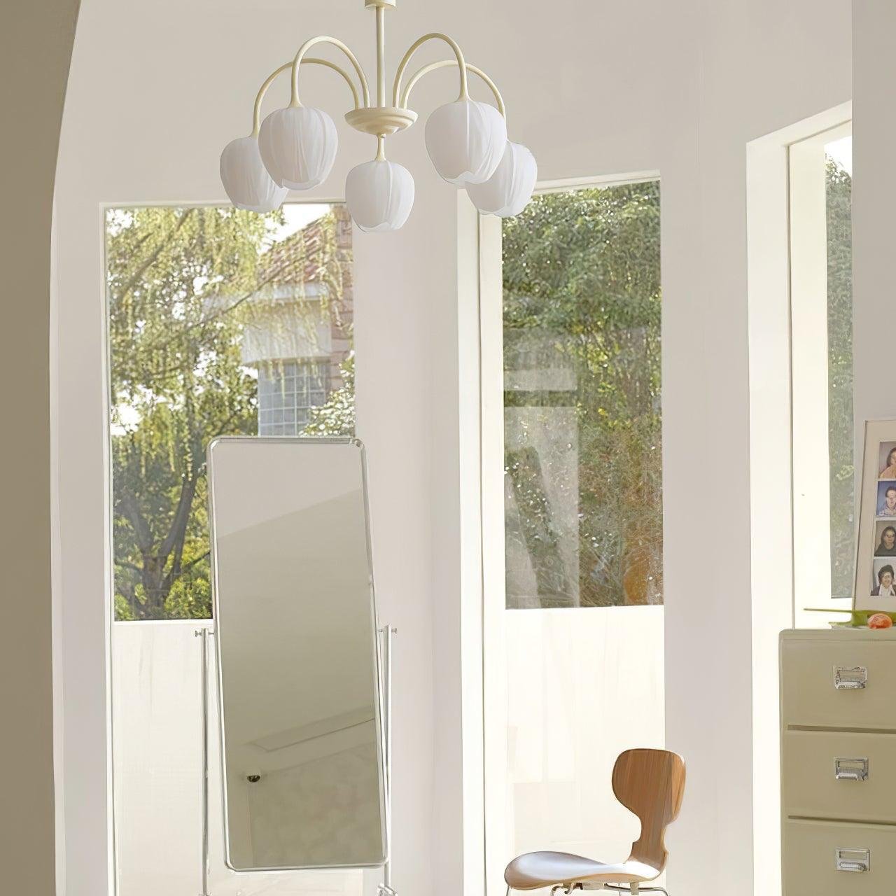 Aurelo Tulip-Inspired Matcha Chandelier In Calm Tones | Snurv