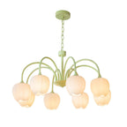 Aurelo Tulip-Inspired Matcha Chandelier In Calm Tones | Snurv
