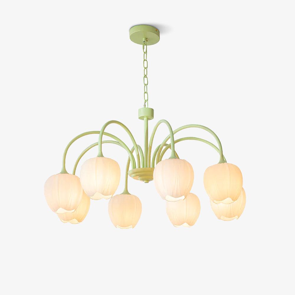 Aurelo Tulip-Inspired Matcha Chandelier In Calm Tones | Snurv