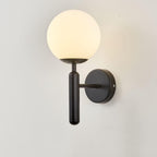 Kestrel Upright Milky Glass Ball LED Wall Sconce in Brushed Brass Finish, Mid-Century Modern Style | Knesse