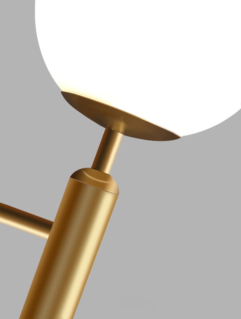 Kestrel Upright Milky Glass Ball LED Wall Sconce in Brushed Brass Finish, Mid-Century Modern Style | Knesse