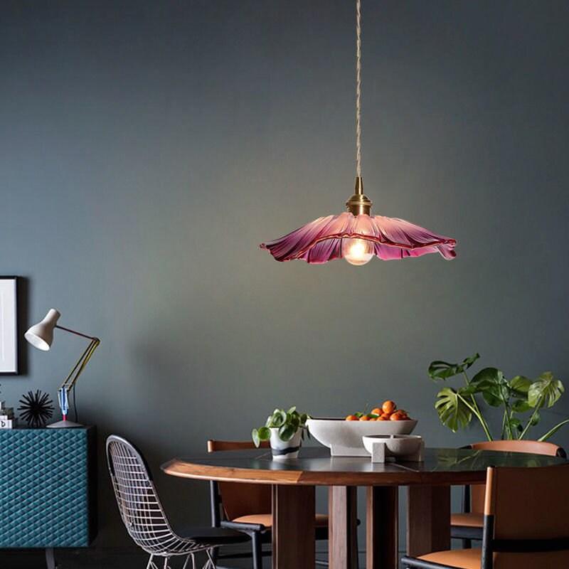 Lunara Violet Glass Sunflower Pendant Light, Retro-Style LED with Bulb Included | Knesse