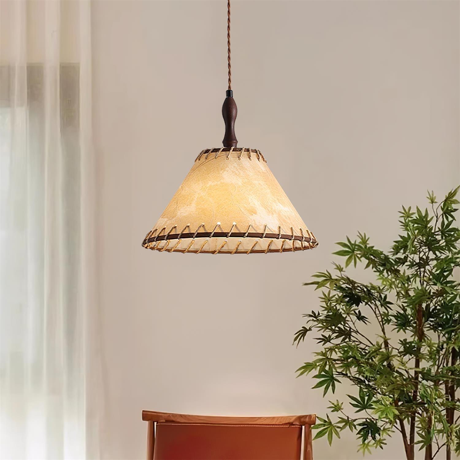 SylvaLume Wood Pendant Lamp With Fabric Accent And Warm Glow | Snurv