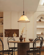 SylvaLume Wood Pendant Lamp With Fabric Accent And Warm Glow | Snurv