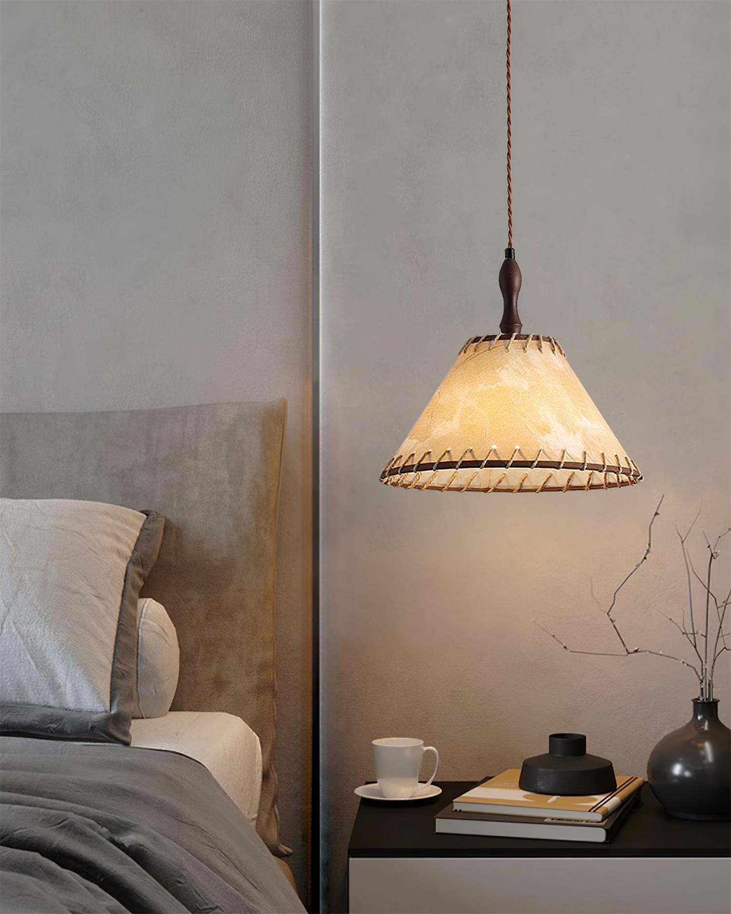 SylvaLume Wood Pendant Lamp With Fabric Accent And Warm Glow | Snurv