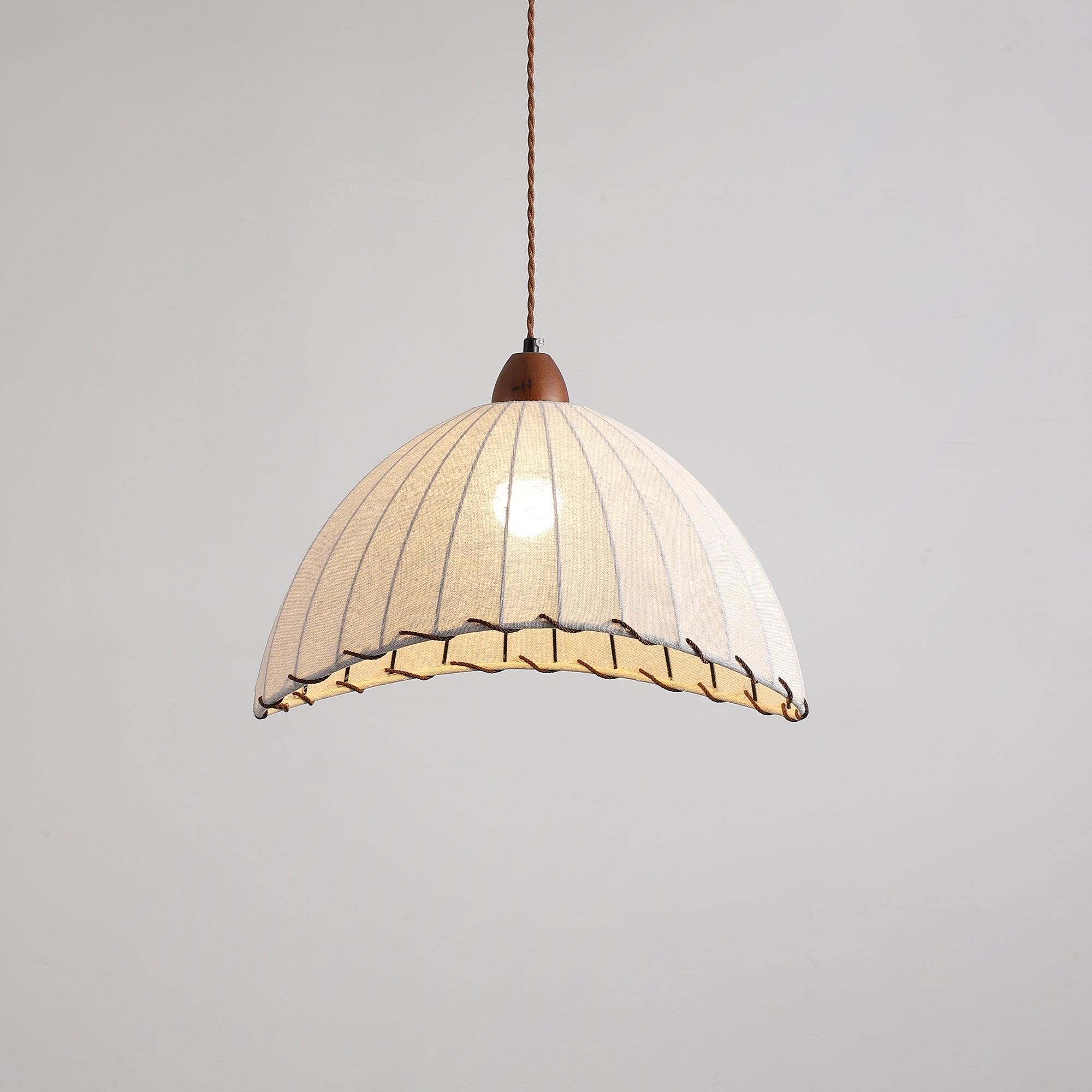 SylvaLume Wood Pendant Lamp With Fabric Accent And Warm Glow | Snurv