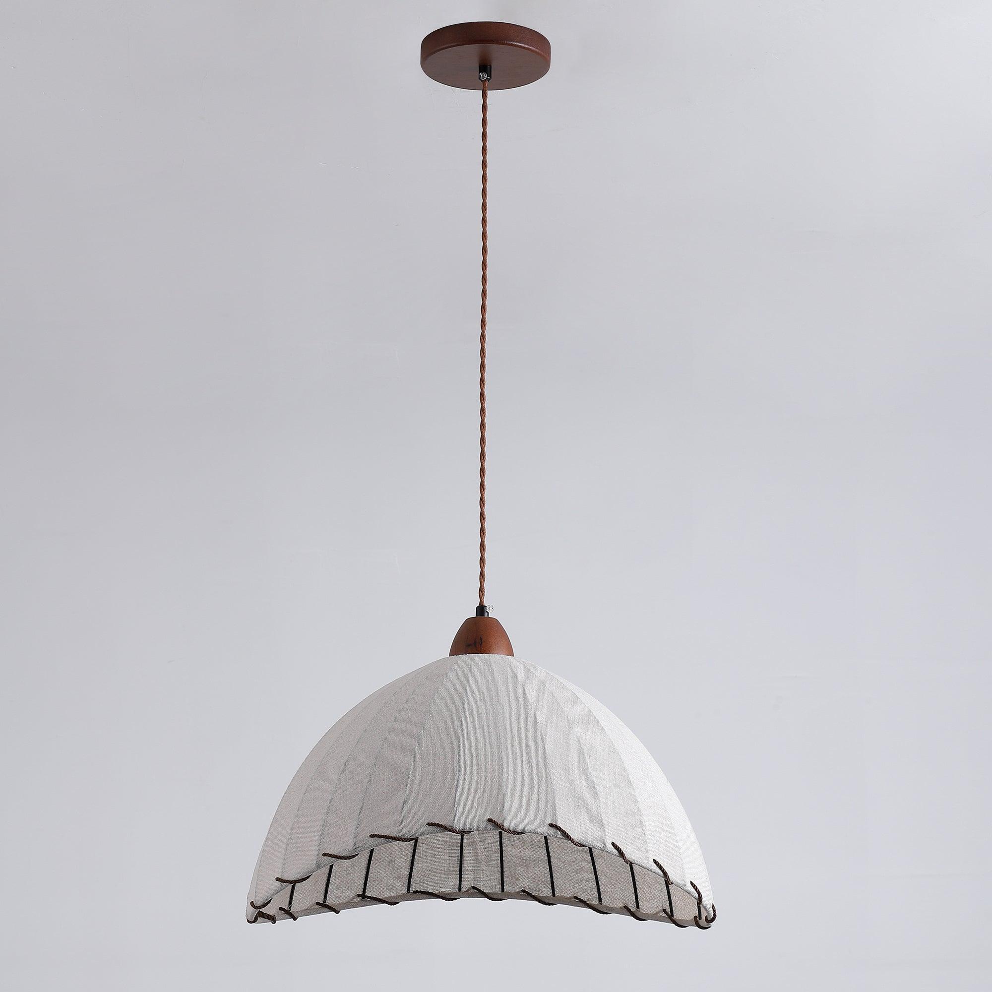 SylvaLume Wood Pendant Lamp With Fabric Accent And Warm Glow | Snurv